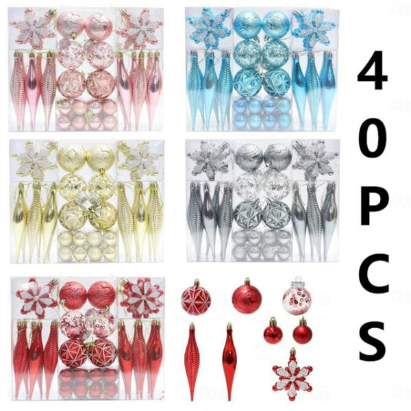 40PCS Christmas Tree Decorations Baubles Set White and Red Christmas Baubles Set Shatterproof Christmas Balls Ornaments for Xmas Christmas Tree 2025 -