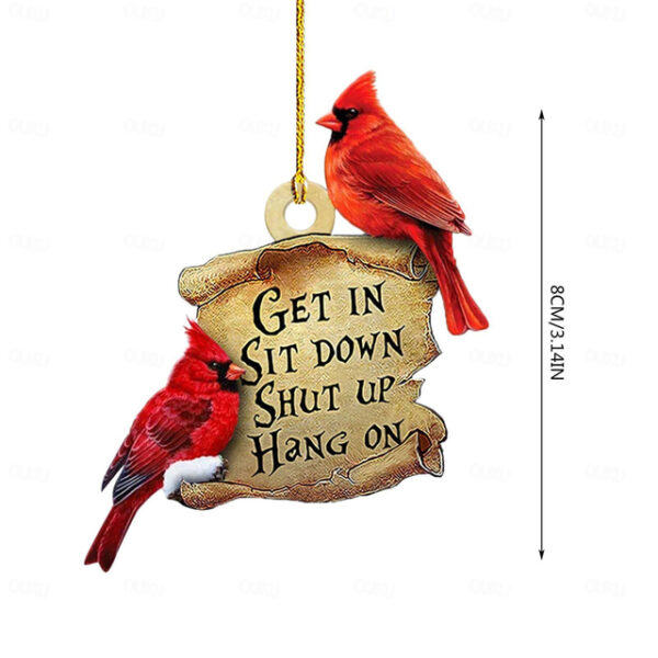 Christmas Ornament Cardinal Bird 2D Acrylic Pendant Car Interior Backpack Pendant Home Valentine‘s Day Gift Christmas Decoration Hummingbird Pendant S