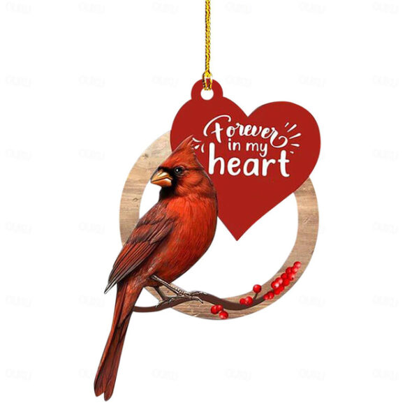 Christmas Ornament Cardinal Bird 2D Acrylic Pendant Car Interior Backpack Pendant Home Valentine‘s Day Gift Christmas Decoration Hummingbird Pendant S