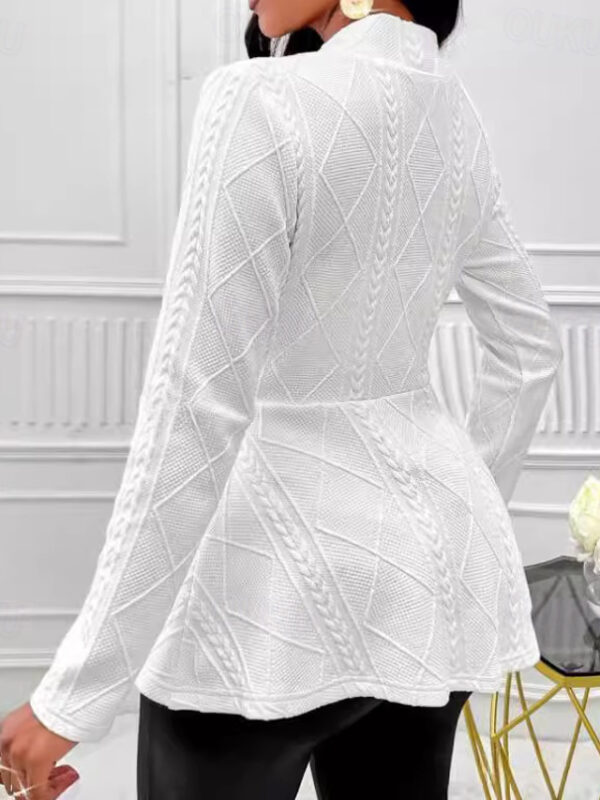 Women's Blazer Office Deep V Ruffle Solid Color Warm Fashion Regular Fit Outerwear Long Sleeve Spring White S 2024 - US $32.99