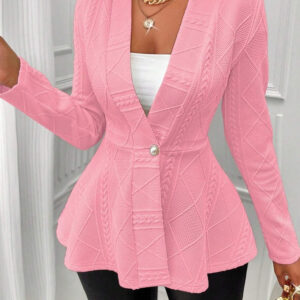 Women's Blazer Office Deep V Ruffle Solid Color Warm Fashion Regular Fit Outerwear Long Sleeve Spring White S 2024 - US $32.99