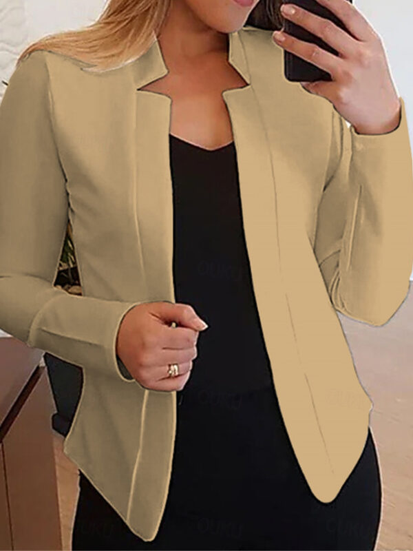 Women's Blazer Open Front Stand Collar Jacket Fall Pink Office Business Slim Fit Coat Fashion Outerwear Long Sleeve Black 2024 - US $31.99