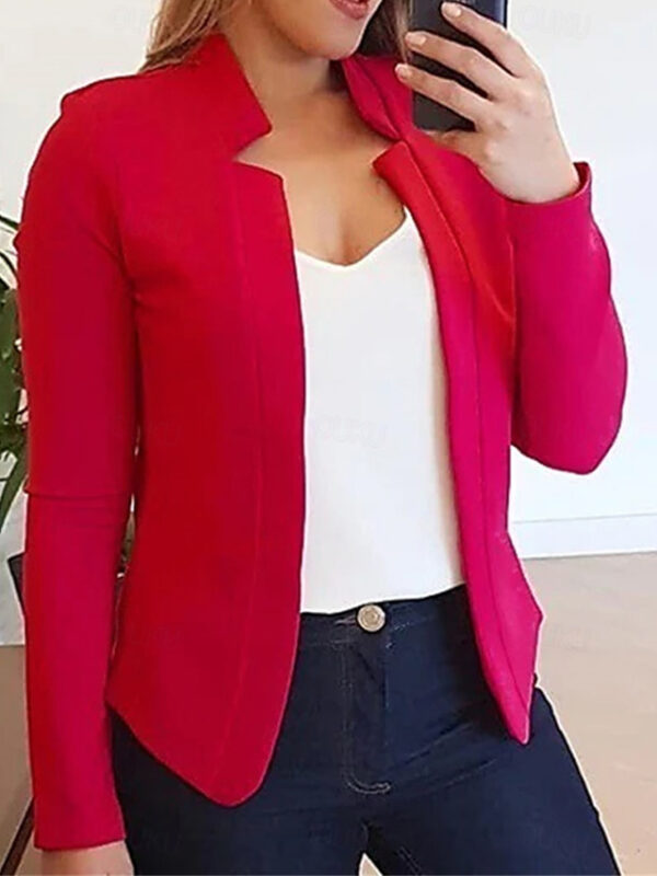 Women's Blazer Open Front Stand Collar Jacket Fall Pink Office Business Slim Fit Coat Fashion Outerwear Long Sleeve Black 2024 - US $31.99