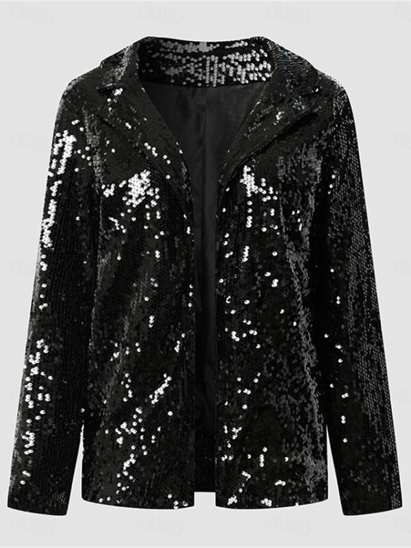 Women's Blazer Party Outdoor Street Fall Winter Coat Regular Fit Breathable Stylish Contemporary Modern Style Jacket Long Sleeve Plain Sequins Glitter