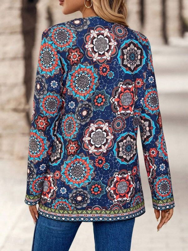 Women's Blazer Work Print Floral Breathable OL Style Regular Fit Outerwear Long Sleeve Fall Blue S 2024 - US $31.99