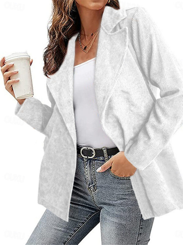 Women's Blazer Work Slim Fit Solid Color Breathable OL Style Regular Fit Outerwear Long Sleeve Fall White S 2024 - US $29.99