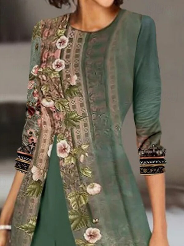 Women's Embroidered Salwar Kameez Palazzo Set Green Cream Traditional Ethnic Wear Floral Embroidery Festive Wedding Party All Season Comfort Fit 2024