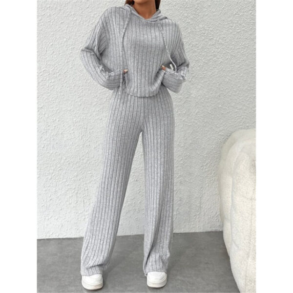 Women's Loungewear Sets Pure Color Fashion Basic Street Going out Airport Knit Breathable Hoodie Long Sleeve Hoodie Pant Fall Home Outfits 2024 - US $