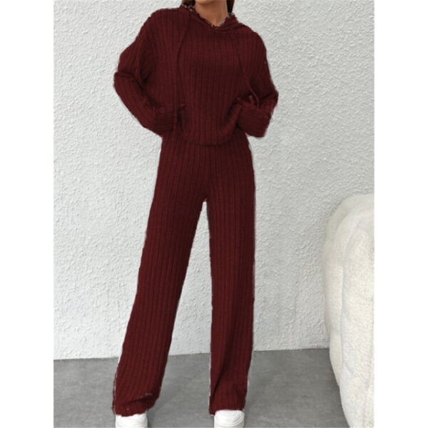 Women's Loungewear Sets Pure Color Fashion Basic Street Going out Airport Knit Breathable Hoodie Long Sleeve Hoodie Pant Fall Home Outfits 2024 - US $