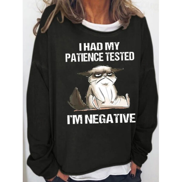 Women's Oversized Sweatshirt Pullover Cotton Blend Cat Sports Active Sports Streetwear I HAD MY PATIENCE TESTED Oversized Round Neck Long Sleeve Micro