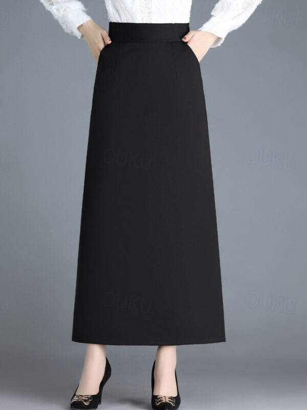 Women's Skirt A Line Maxi High Waist Skirts Pocket Solid Colored Street Daily Winter Elegant Fashion Black 2024 - US $26.99