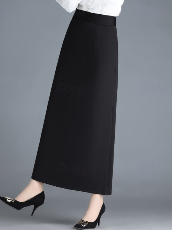 Women's Skirt A Line Maxi High Waist Skirts Pocket Solid Colored Street Daily Winter Elegant Fashion Black 2024 - US $26.99