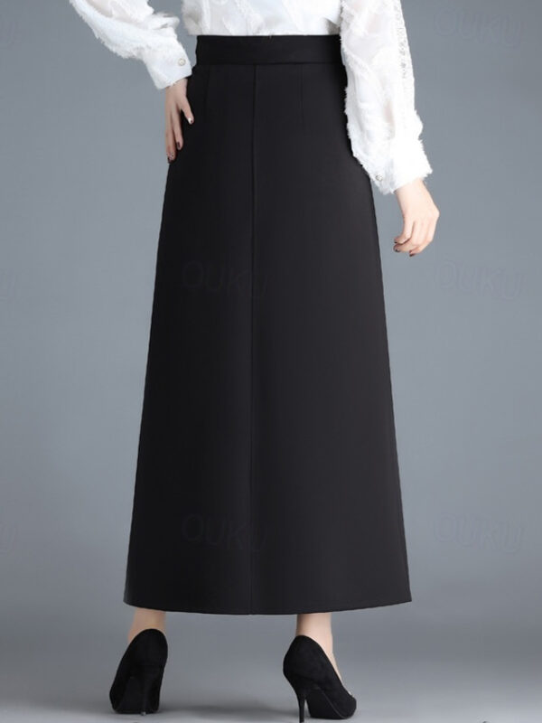 Women's Skirt A Line Maxi High Waist Skirts Pocket Solid Colored Street Daily Winter Elegant Fashion Black 2024 - US $26.99