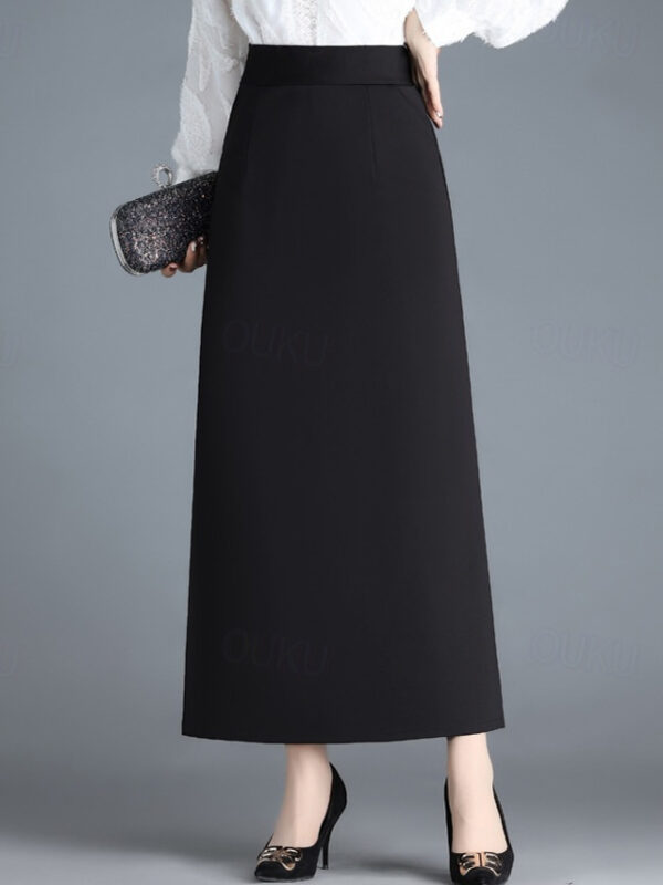 Women's Skirt A Line Maxi High Waist Skirts Pocket Solid Colored Street Daily Winter Elegant Fashion Black 2024 - US $26.99