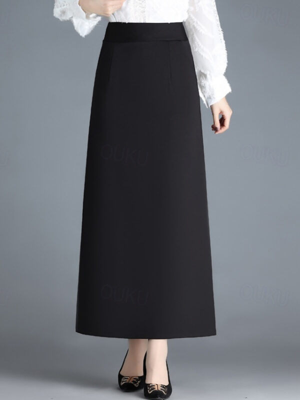 Women's Skirt A Line Maxi High Waist Skirts Pocket Solid Colored Street Daily Winter Elegant Fashion Black 2024 - US $26.99