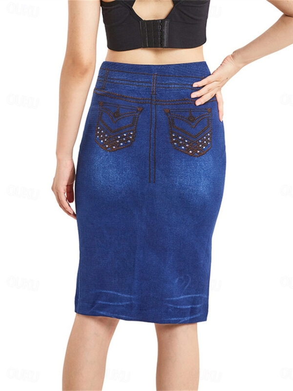 Women's Skirt Denim Midi Skirt Fashion Casual Knee-length High Waist Skirts Solid Colored Pocket Vacation Street Blue Summer Denim 2024 - US $13.99