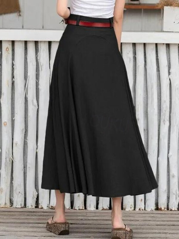 Women's Skirt Long Skirt Fashion Maxi Skirts Solid Colored Casual Daily Black khaki Army Green All Seasons Linen Cotton And Linen 2024 - US $36.99