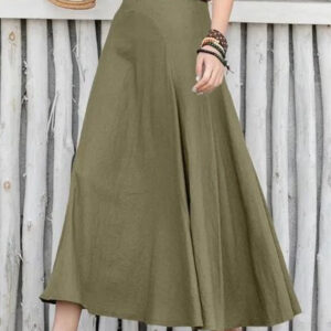 Women's Skirt Long Skirt Fashion Maxi Skirts Solid Colored Casual Daily Black khaki Army Green All Seasons Linen Cotton And Linen 2024 - US $36.99