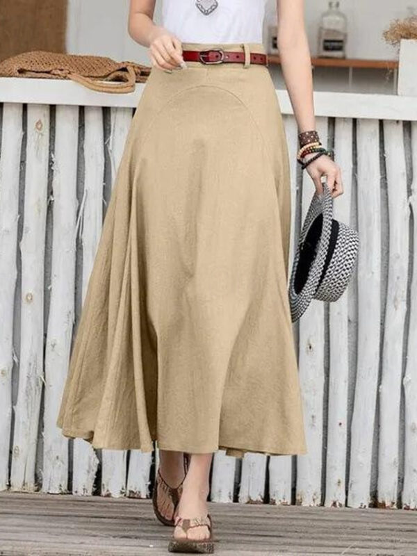 Women's Skirt Long Skirt Fashion Maxi Skirts Solid Colored Casual Daily Black khaki Army Green All Seasons Linen Cotton And Linen 2024 - US $36.99