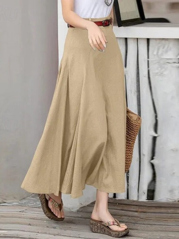 Women's Skirt Long Skirt Fashion Maxi Skirts Solid Colored Casual Daily Black khaki Army Green All Seasons Linen Cotton And Linen 2024 - US $36.99