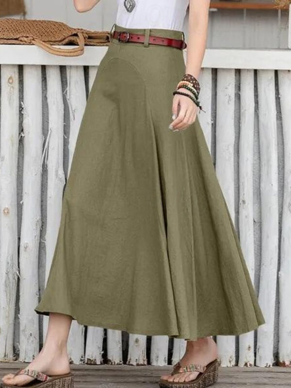 Women's Skirt Long Skirt Fashion Maxi Skirts Solid Colored Casual Daily Black khaki Army Green All Seasons Linen Cotton And Linen 2024 - US $36.99