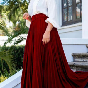 Women's Skirt Swing Maxi High Waist Skirts Pleated Ruffle Solid Colored Street Daily Spring & Summer Elegant Fashion Black White Wine Purple 2024 - US