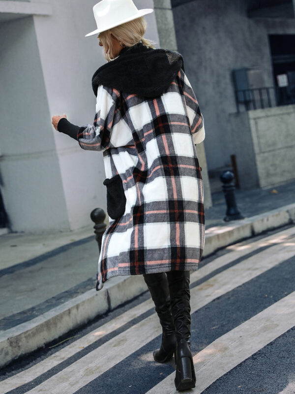 Women's Teddy Coat Coat Warm Pocket Fashion Casual Plaid Work Street Single Breasted Lapel Loose Fit Long Sleeve Outerwear Black Fall Winter 2024 - US