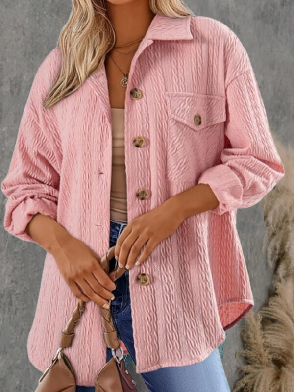 Women's Vacation Button Solid Color Breathable Fashion Loose Fit Outerwear Long Sleeve Spring Pink S 2024 - US $28.99