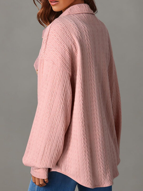 Women's Vacation Button Solid Color Breathable Fashion Loose Fit Outerwear Long Sleeve Spring Pink S 2024 - US $28.99