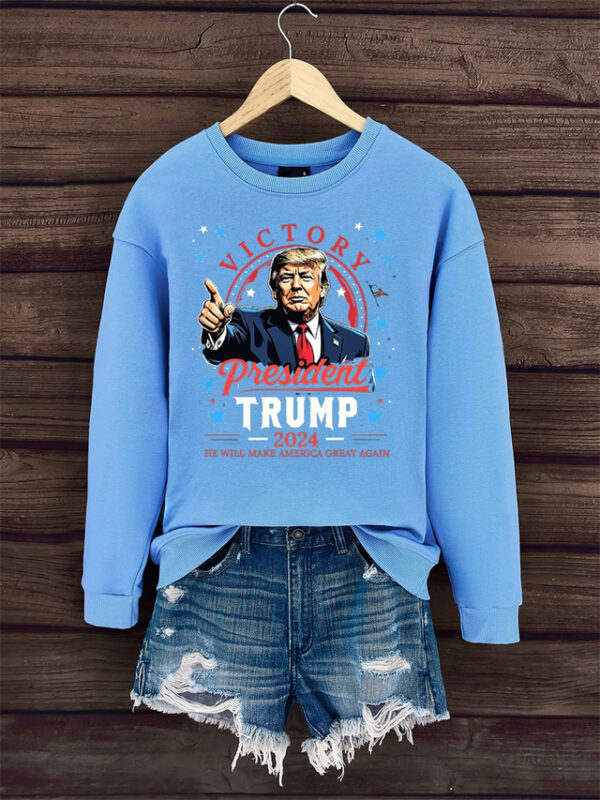 Women's85% CottonTrump Sweatshirt Cotton Letter Street Dailywear Print Casual Crew Neck Long Sleeve Micro-elastic Fall Winter Comfrt Breathable Soft F